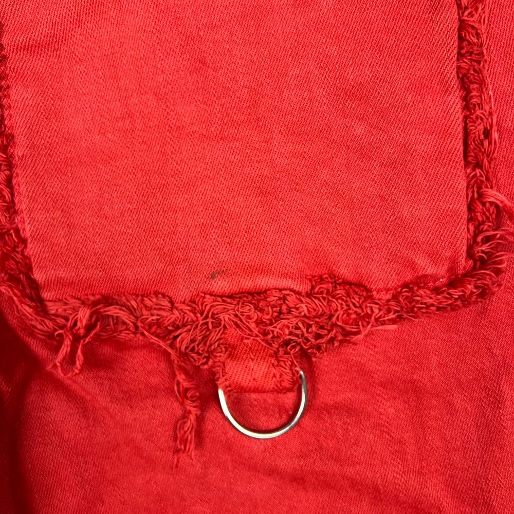 VALABASAS Red Denim Cargo Pants Distressed Ripped D-Ring Flare Leg 38x36 - Picture 15 of 16